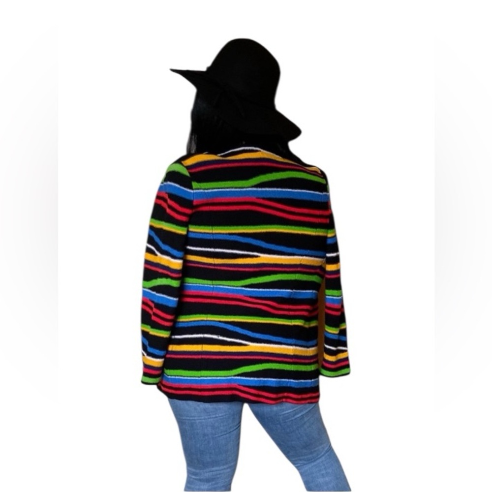 Steve Fabrikant Blazer Abstract Stripes Multi-color 90s Wool-Blend - Picture 2 of 11